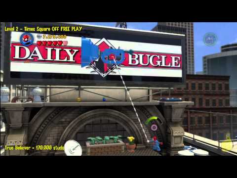 Lego Marvel Super Heroes: Level 2 Times Square Off – FREE PLAY (All Minikits & Stan In Peril) – HTG